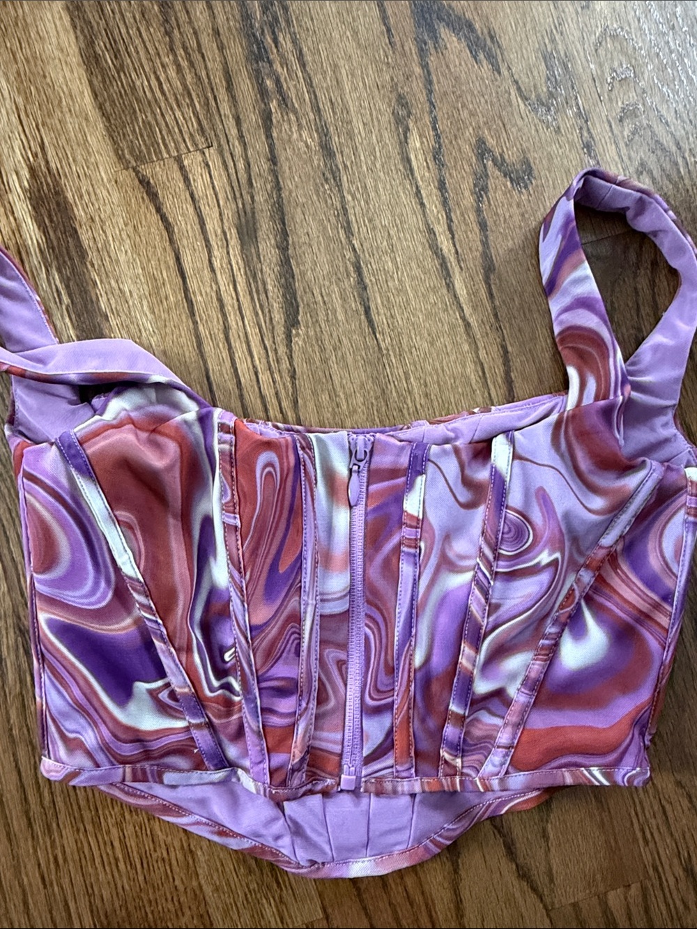 House of CB Ninetta Purple Swirl Print Mesh Corset Sz M - Picture 9 of 11
